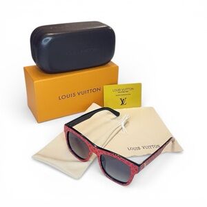 Louis Vuitton Blade Sunglasses LV Red and Black with Gold Accents